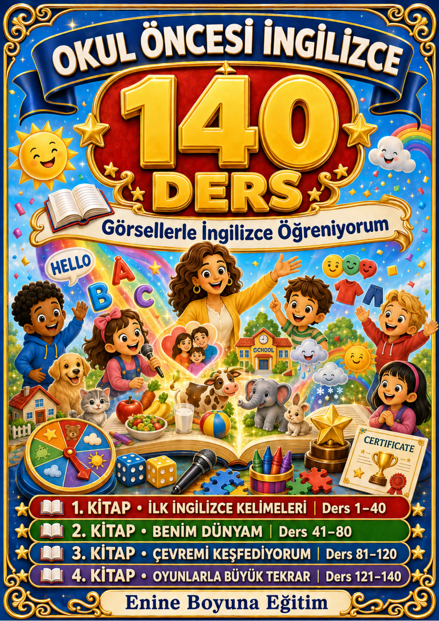 OKUL ÖNCESİ İNGİLİZCE - 140 DERSTE GÖRSELLERLE İNGİLİZCE ÖĞRENİYORUM