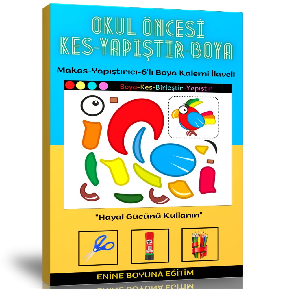 Okul Öncesi Kes Yapıştır (Boyamalı Kes Yapıştır)