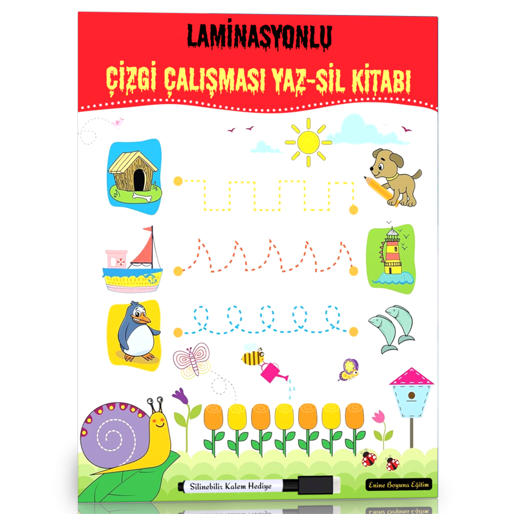 Okul Öncesi Laminasyonlu Çizgi Çalışmaları YAZ-SİL Kitabı