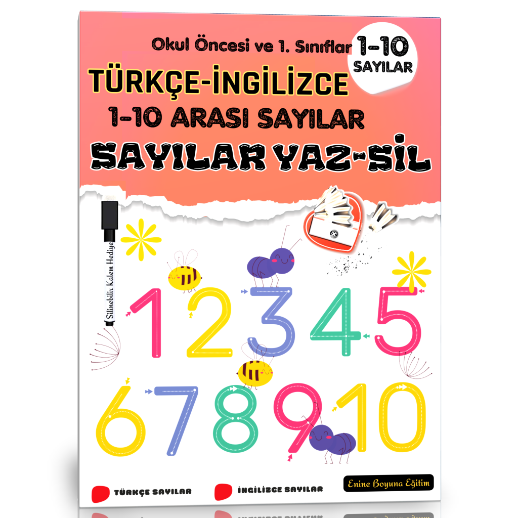 Okul Öncesi Sayılar YAZ-SİL Kitabı (Türkçe-İngilizce)