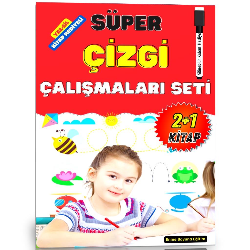 Okul Öncesi Süper Çizgi Çalışmaları Seti (YAZ-SİL Çizgi Çalışmaları Kitabı Hediye)