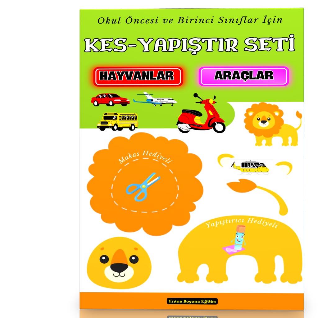 Okul Öncesi ve Birinci Sınıflar İçin KES-Yapıştır Seti (Hayvanlar-Araçlar)