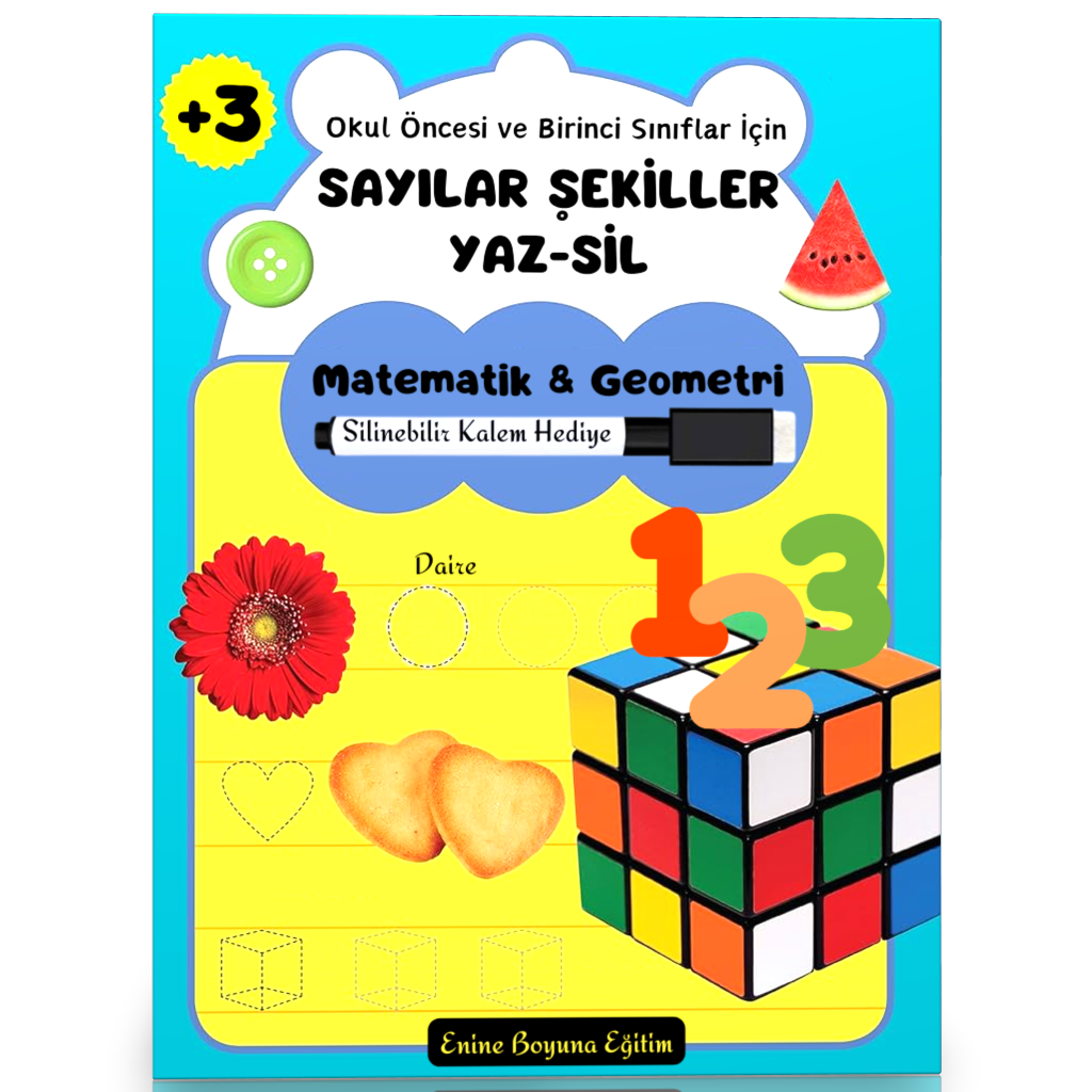Okul Öncesi ve Birinci Sınıflar İçin Sayılar-Şekiller YAZ-SİL Kitabı