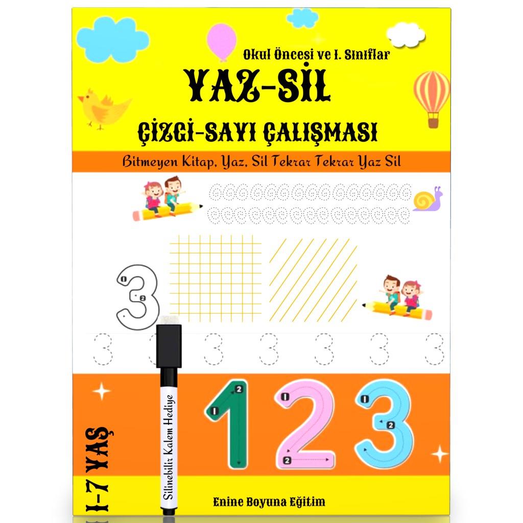 Okul Öncesi YAZ-SİL Çizgi Sayı Çalışması Kitabı
