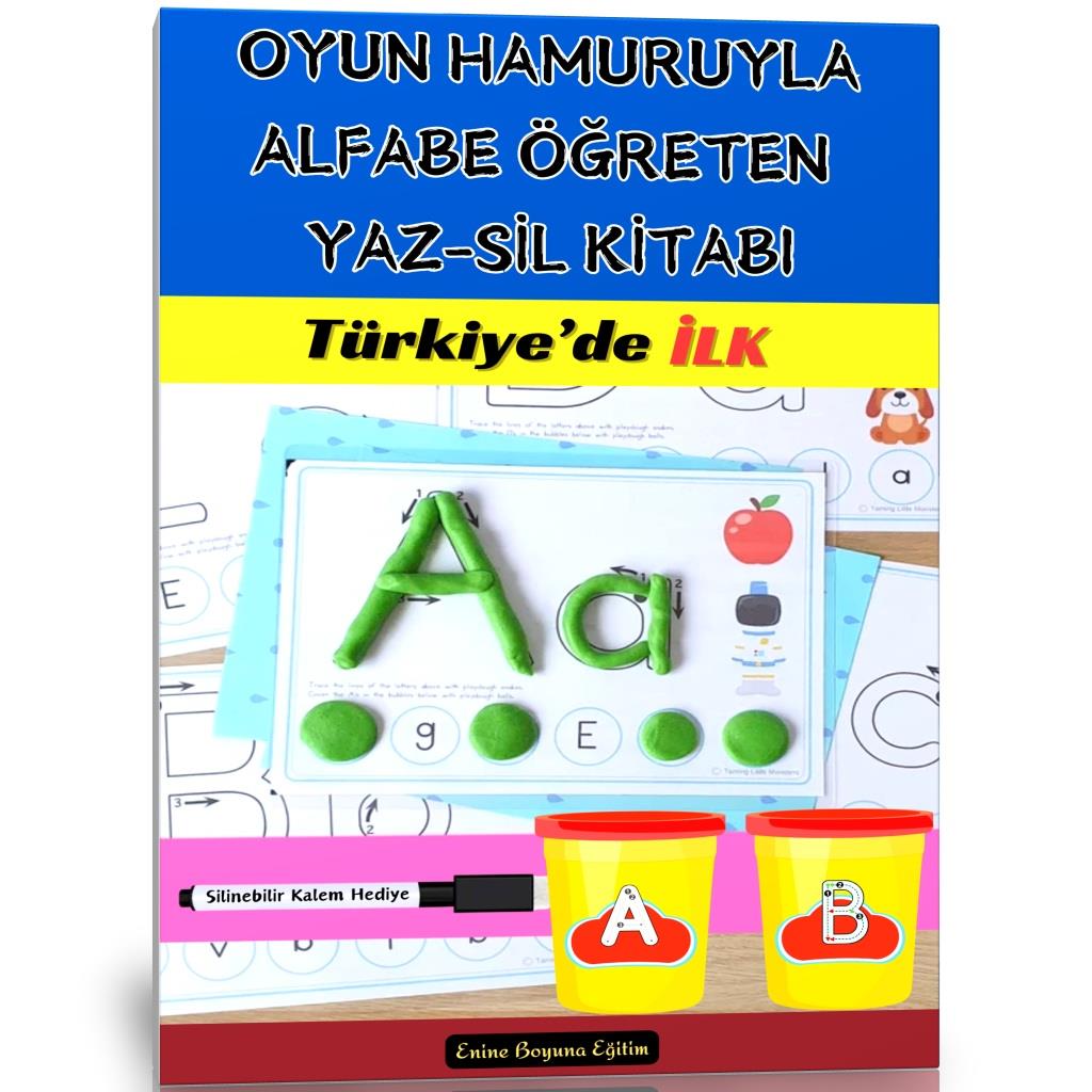 Oyun Hamuruyla Alfabe Öğreten YAZ-SİL Kitabı