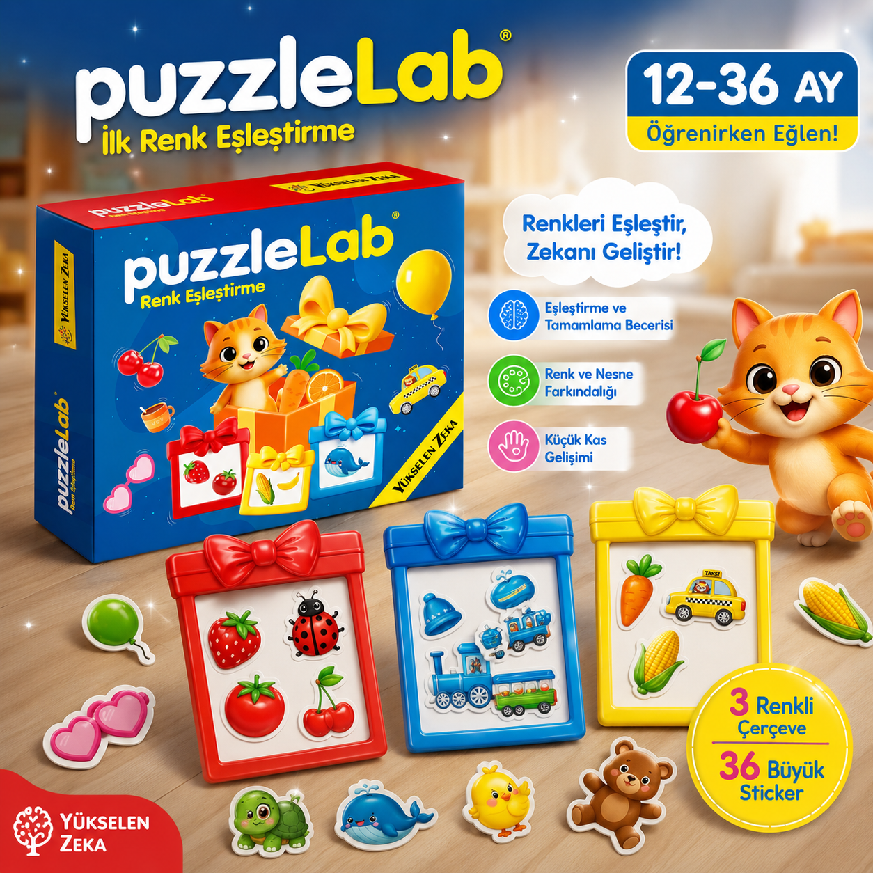 PuzzleLab – İlk Renk Eşleştirme Oyunu (12-36 Ay)