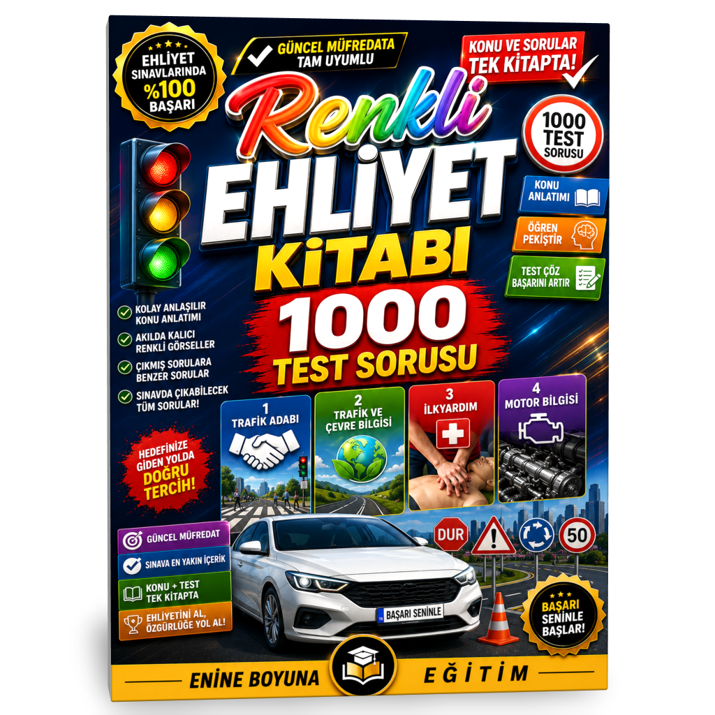 Renkli Ehliyet Kitabı – 1000 Test Sorusu