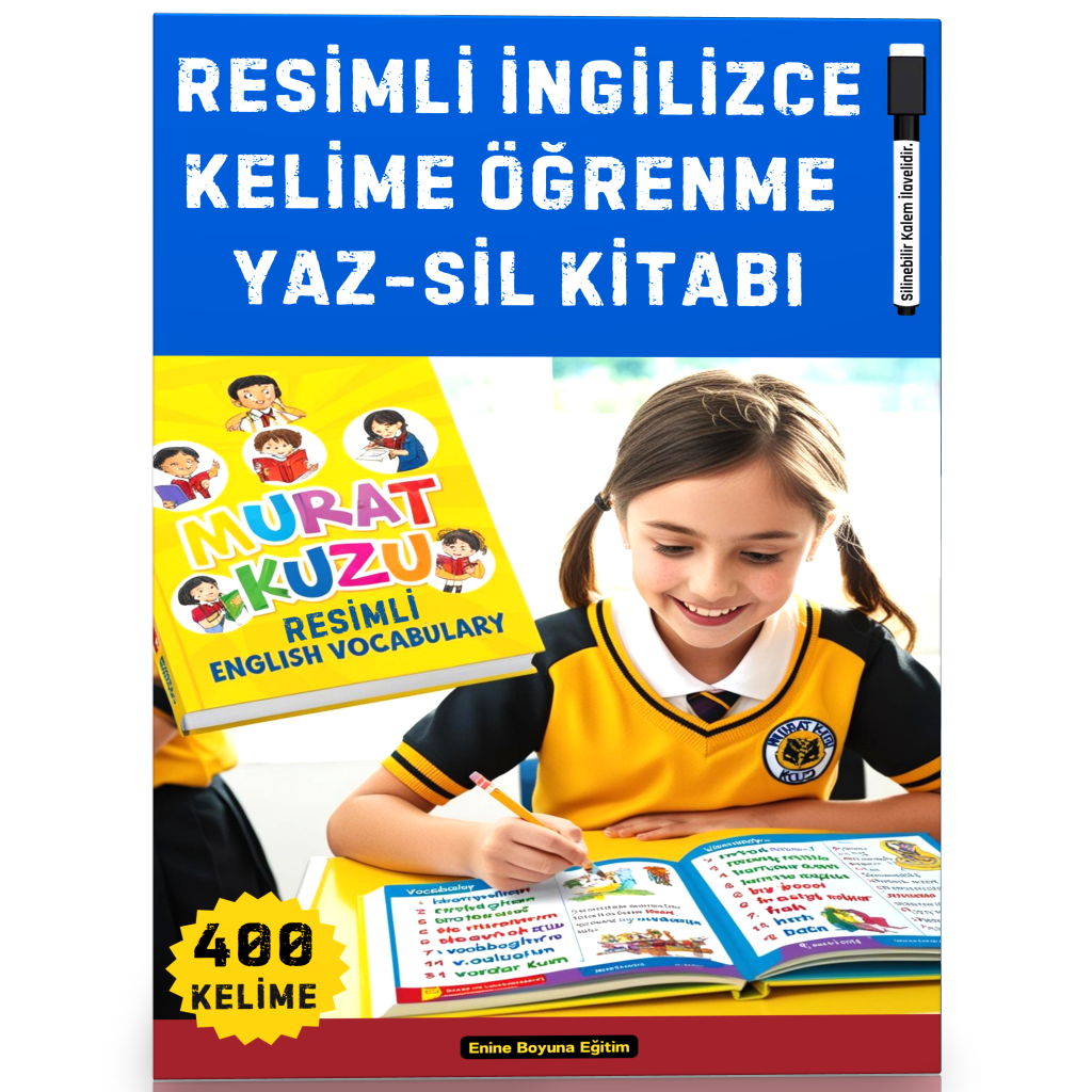 Resimli İngilizce Kelime Öğrenme YAZ-SİL Kitabı (400 Temel Kelime) 