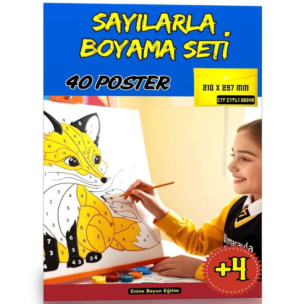 Sayılarla Boyama Seti (Çıtçıtlı Dosya ile 40 Poster BOYAMA)