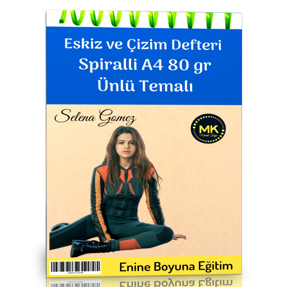 Selena Gomez Temalı Eskiz ve Çizim Defteri Kraft Spiralli 100 Sayfa A4 80 gr
