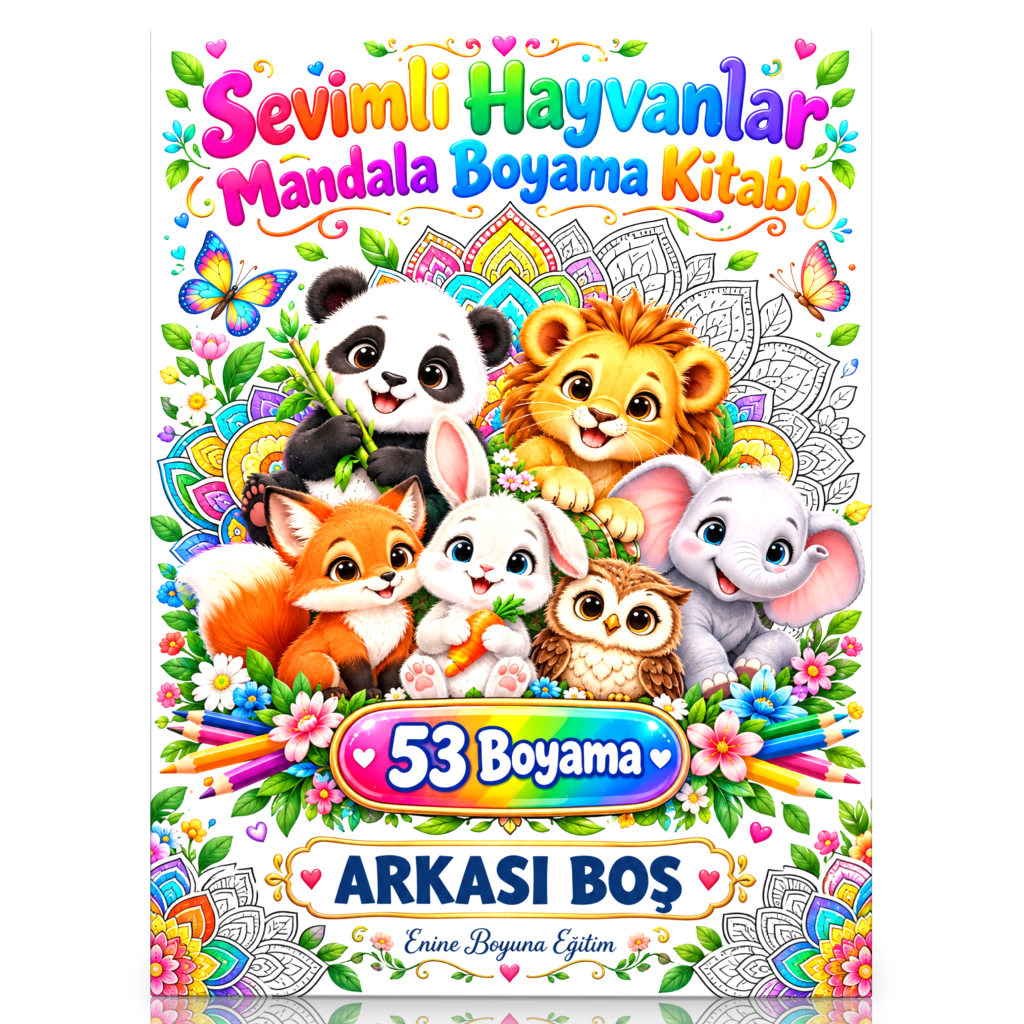 Sevimli Hayvanlar Mandala Boyama Kitabı 