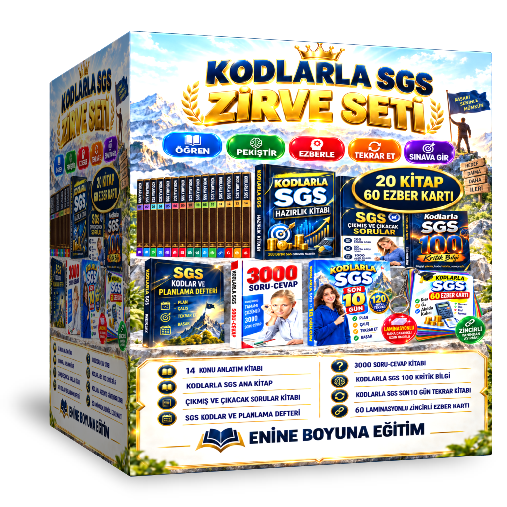 SGS ZİRVE SETİ – KODLARLA SGS SINAVA HAZIRLIK SETİ (20 Kitap + Laminasyonlu Ezber Kartları)