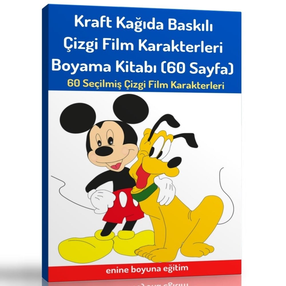 Spiralli Kraft Kağıda Baskılı Çizgi Film Karakterleri Boyama Kitabı