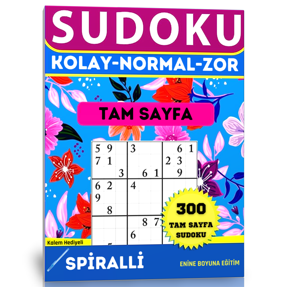 Sudoku Tam Sayfa Kolay-Normal-Zor (300 Süper Sudoku Kalem Hediyeli)