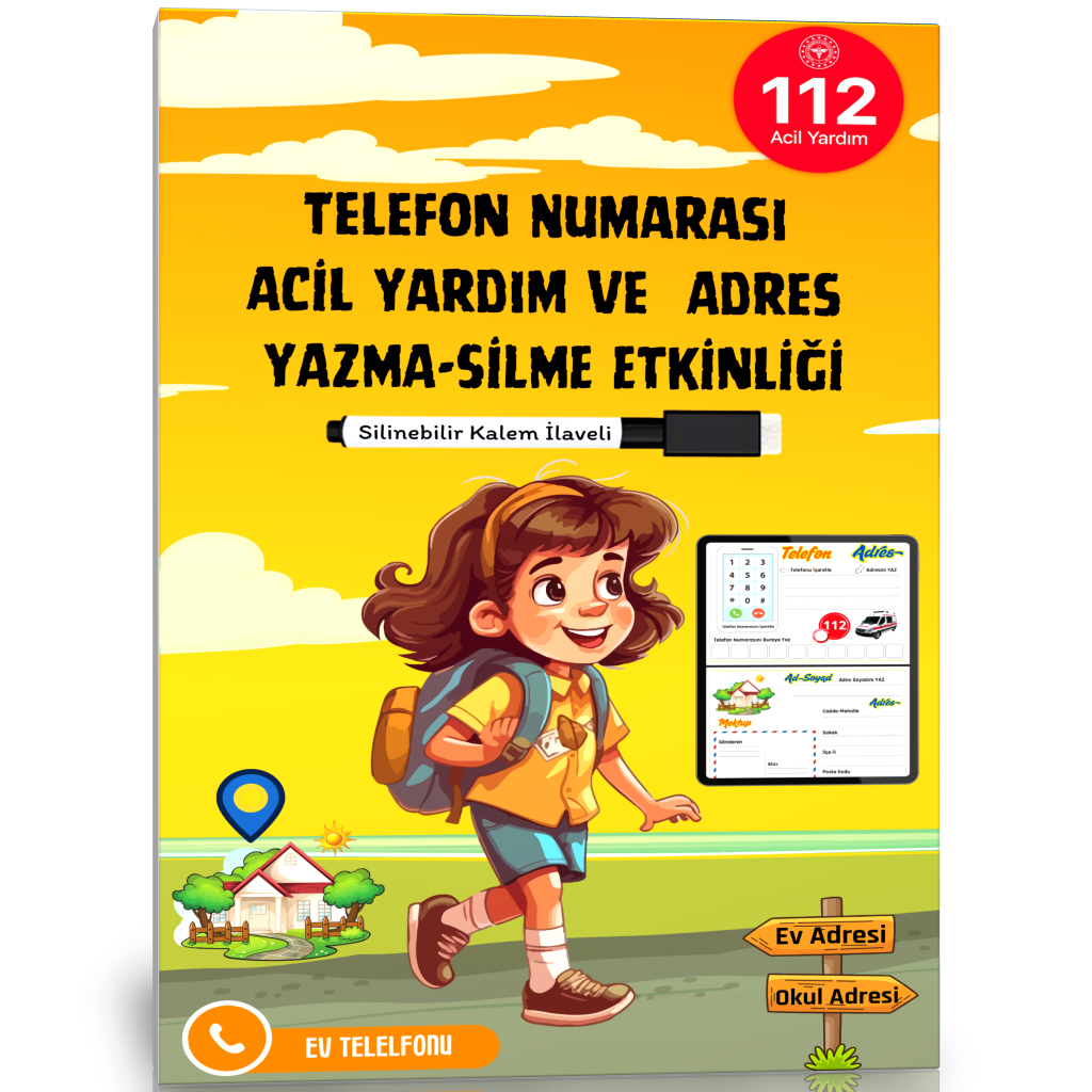 Telefon Numarası Acil Yardım ve Adres Yazma-Silme Etkinliği (Laminasyonlu)