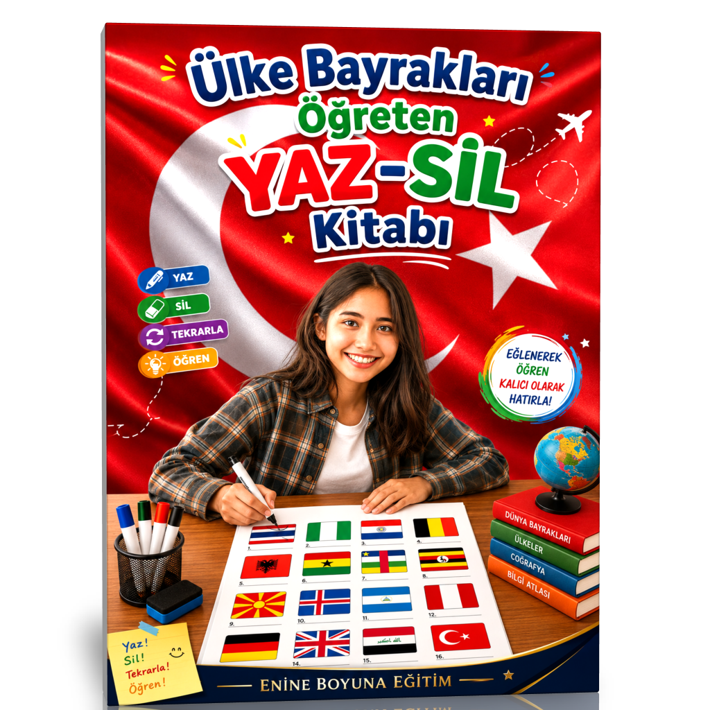 Ülke Bayrakları Öğreten YAZ-SİL Kitabı