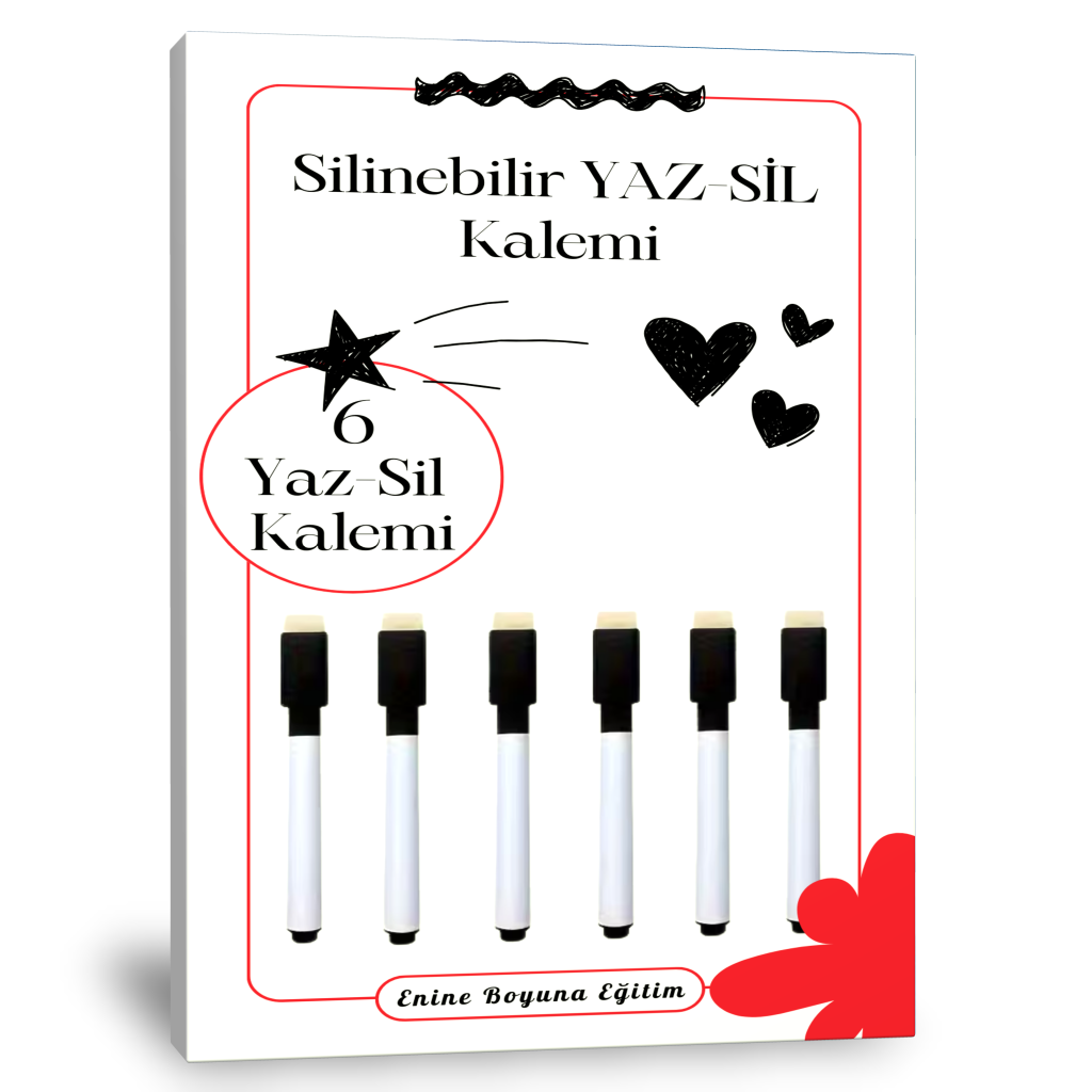 YAZ SİL Kalemi Seti - Yazı Tahtası Kalemi (6 Adet Siyah)