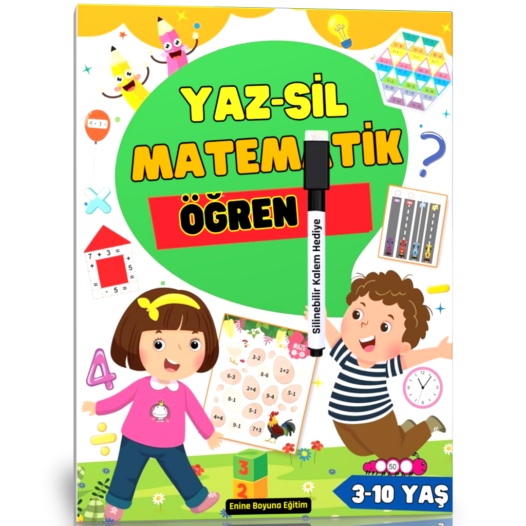 Yaz Sil Matematik Öğren Kitabı (3-10 Yaş)