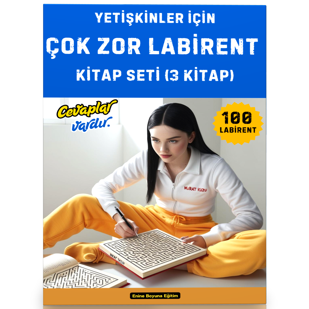 Yetişkinler İçin ÇOK ZOR Labirent Bulmaca Kitap Seti (3 Kitap 100 Labirent Cevaplarıyla)