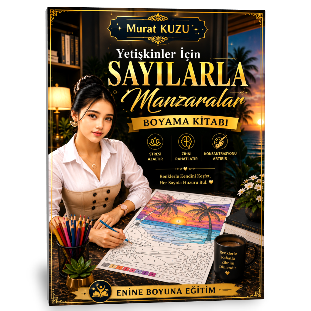 Yetişkinler İçin Sayılarla Manzaralar Boyama Kitabı