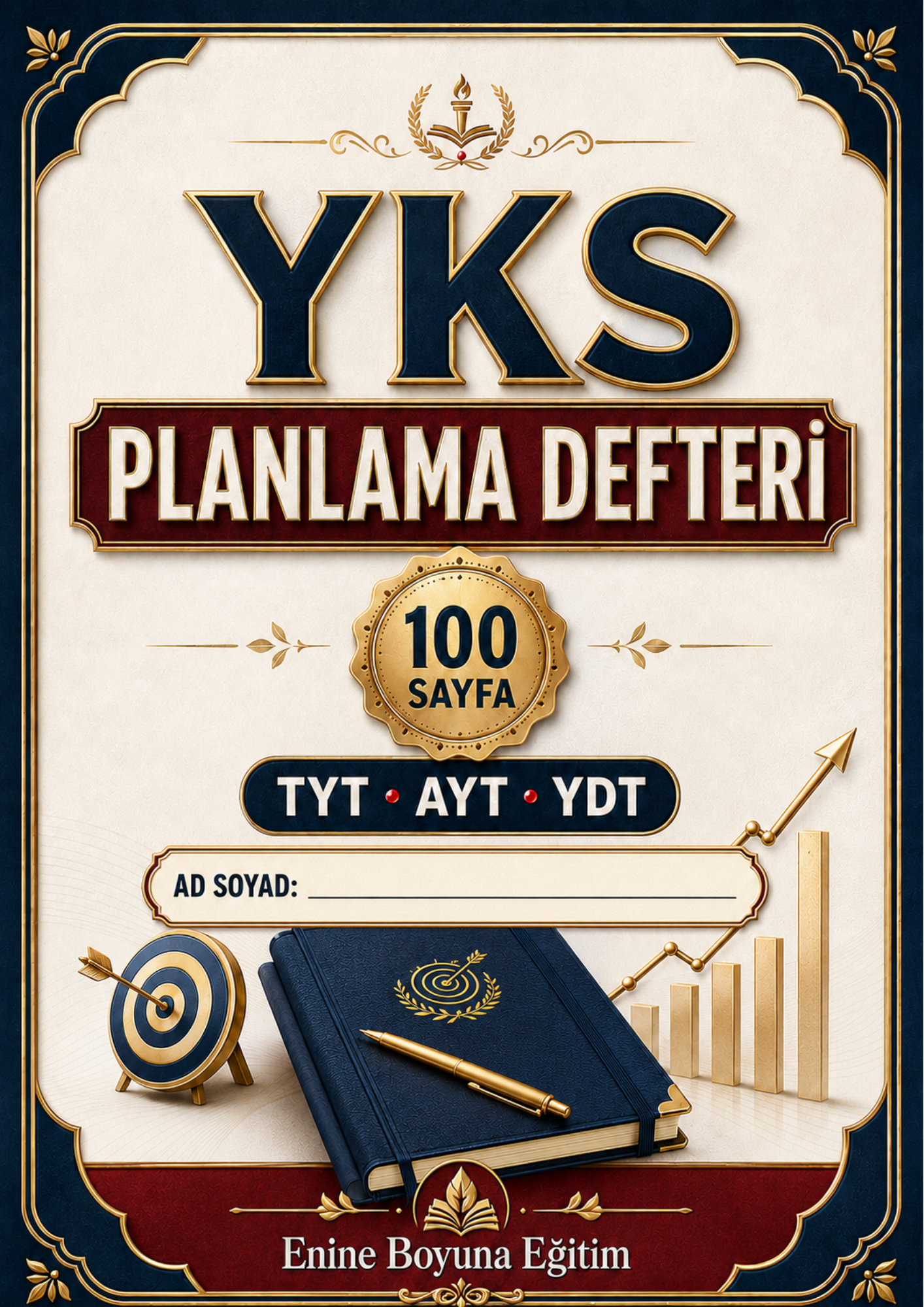 YKS Planlama Defteri – TYT, AYT ve YDT İçin 100 Sayfalık Çalışma Planlayıcısı