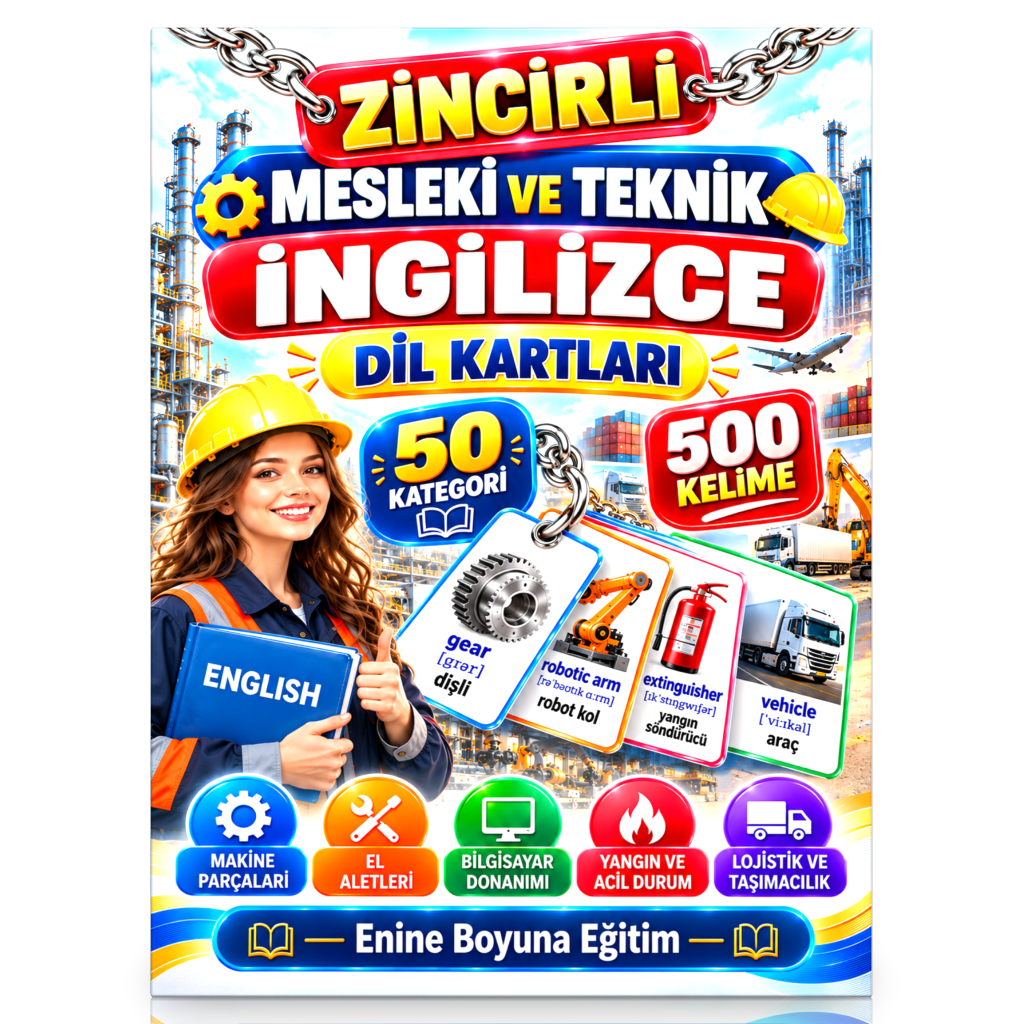 Zincirli Mesleki ve Teknik İngilizce Dil Kartları 