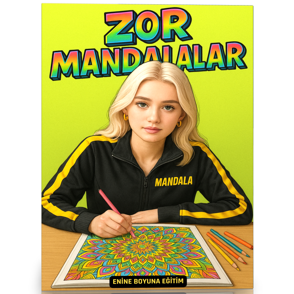 Zor Mandalalar Boyama Kitabı (Arkası Boş – Spiralli)