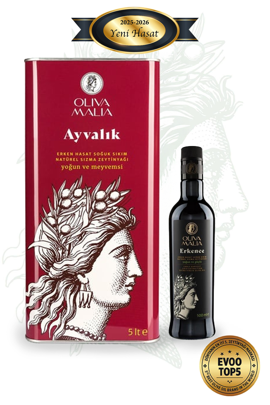 Zeytinyağı Tiryakisi Seti: (Ayvalık 5 L + Erkence 500 ml)