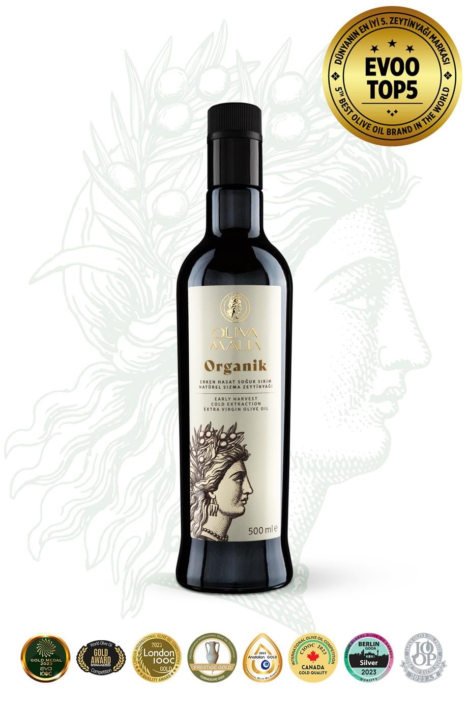 Organik Serisi Natürel Sızma Zeytinyağı 500 ml - Soğuk Sıkım - Erken Hasat