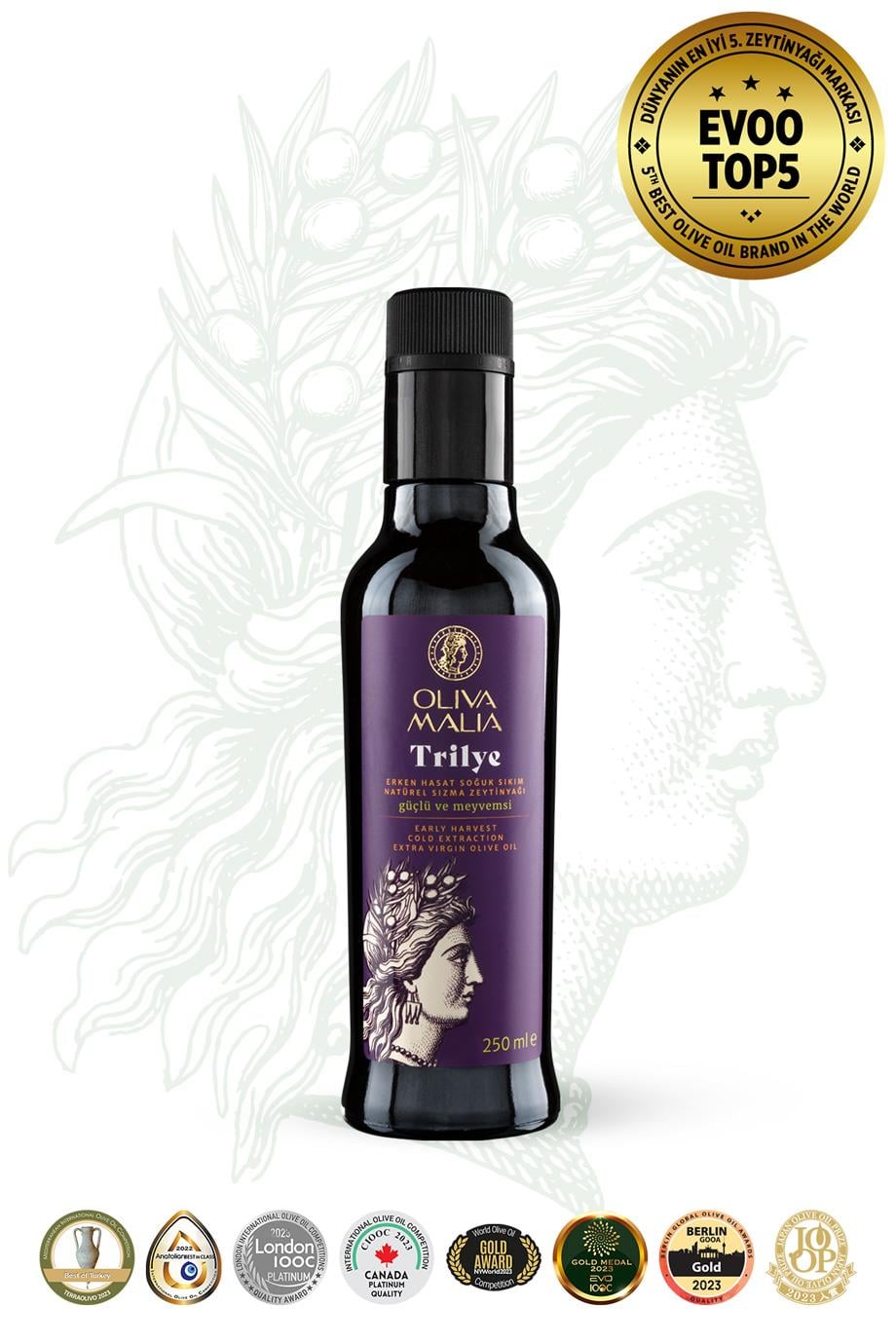 Triye Serisi Natürel Sızma Zeytinyağı 250 ml - Soğuk Sıkım - Erken Hasat