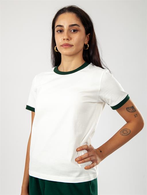Basic Ribanalı Tişört, Kadın, YeşilM-GUN-KGRF-EKRU-YSL-L-BASIC