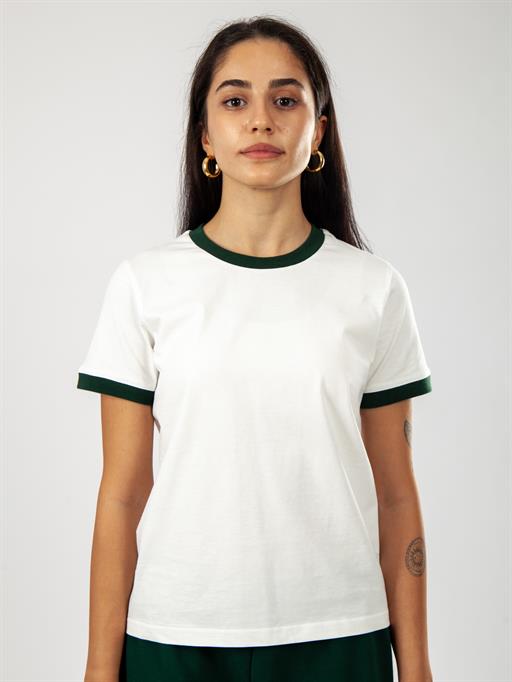 Basic Ribanalı Tişört, Kadın, YeşilM-GUN-KGRF-EKRU-YSL-L-BASIC