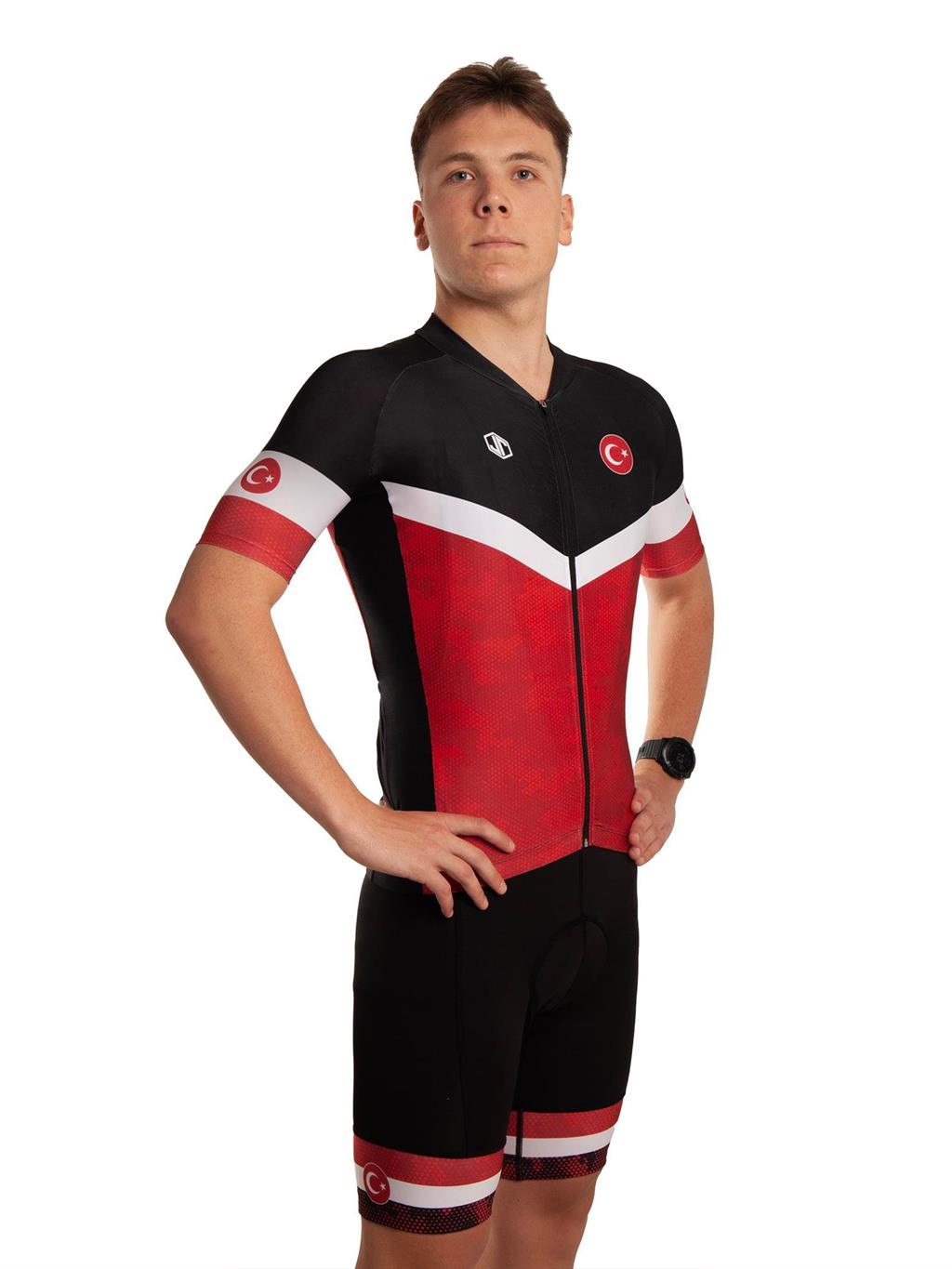 Türkiye Kırmızı Kamuflaj Racing Fit Bisiklet FormasıFIR-BF-2023-M3-L