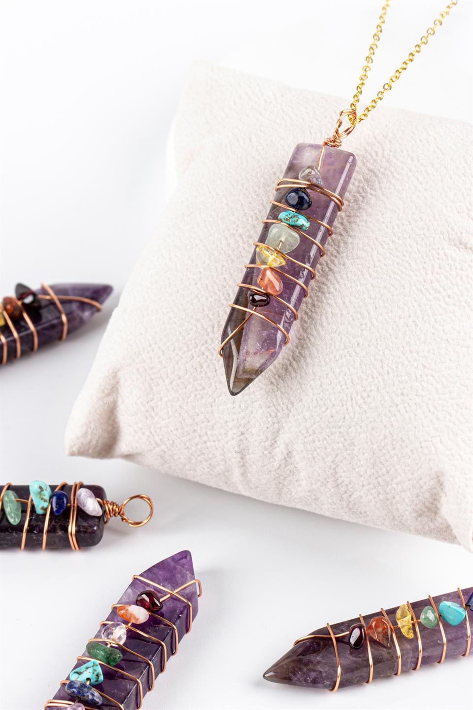 Ametist Çakra Model Kolye Ucu