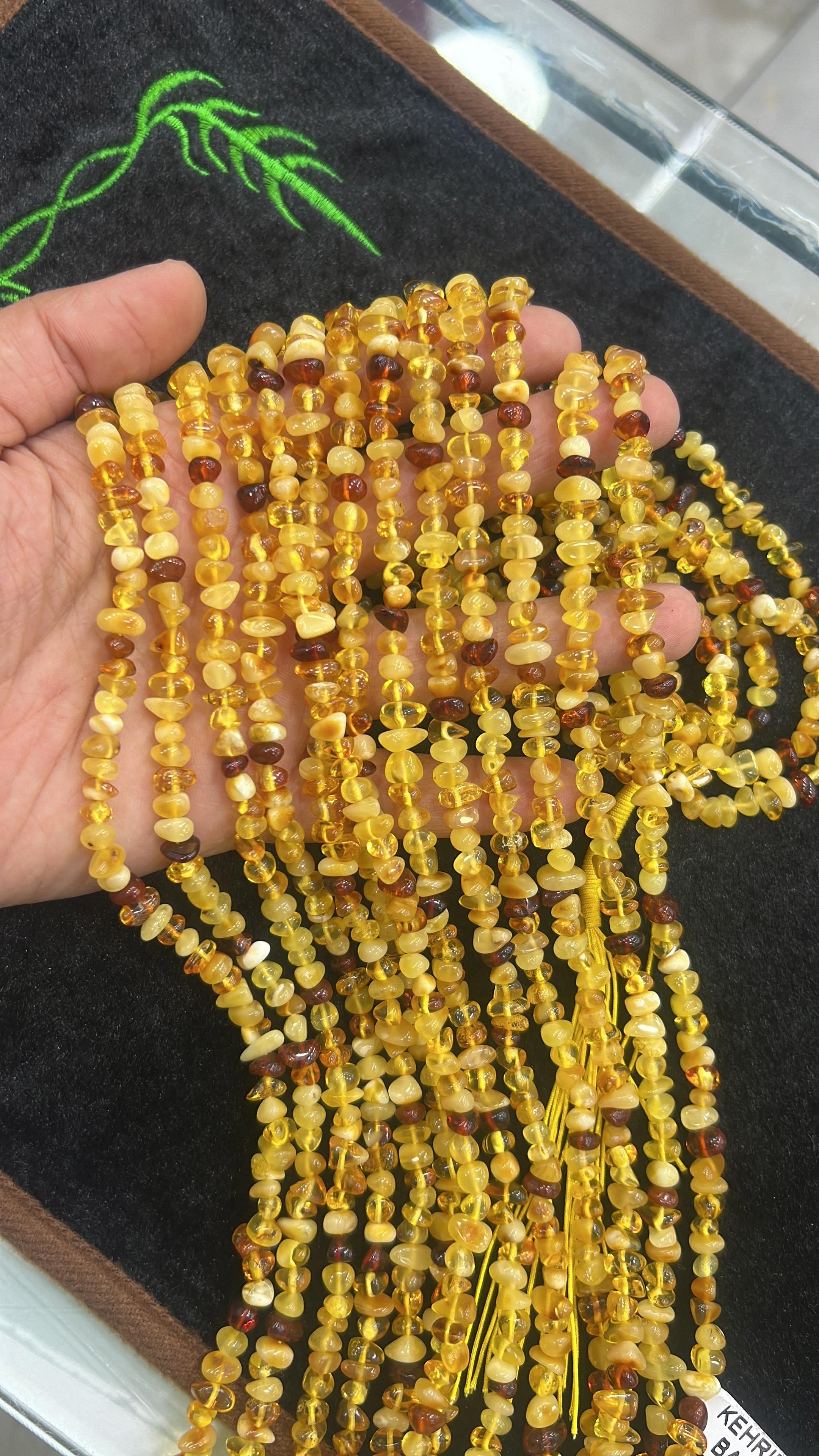 Damla Kehribar Barok Model Doğal Taş Dizi