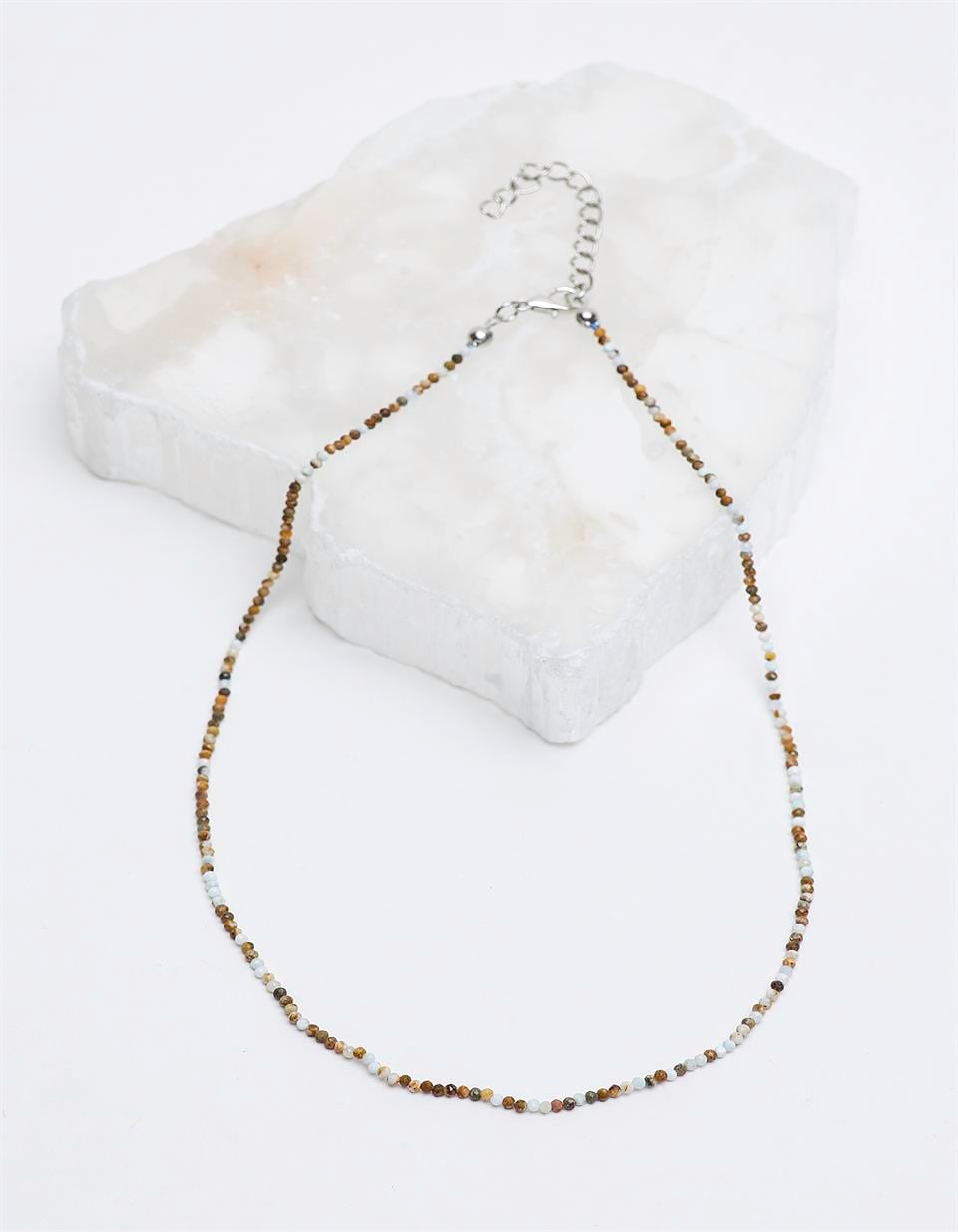 Jasper 2 mm Faset Kesim Doğal Taş Kolye