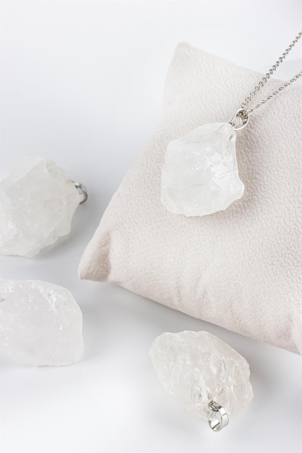 Kristal Kuvars Ham Parça Kolye Ucu