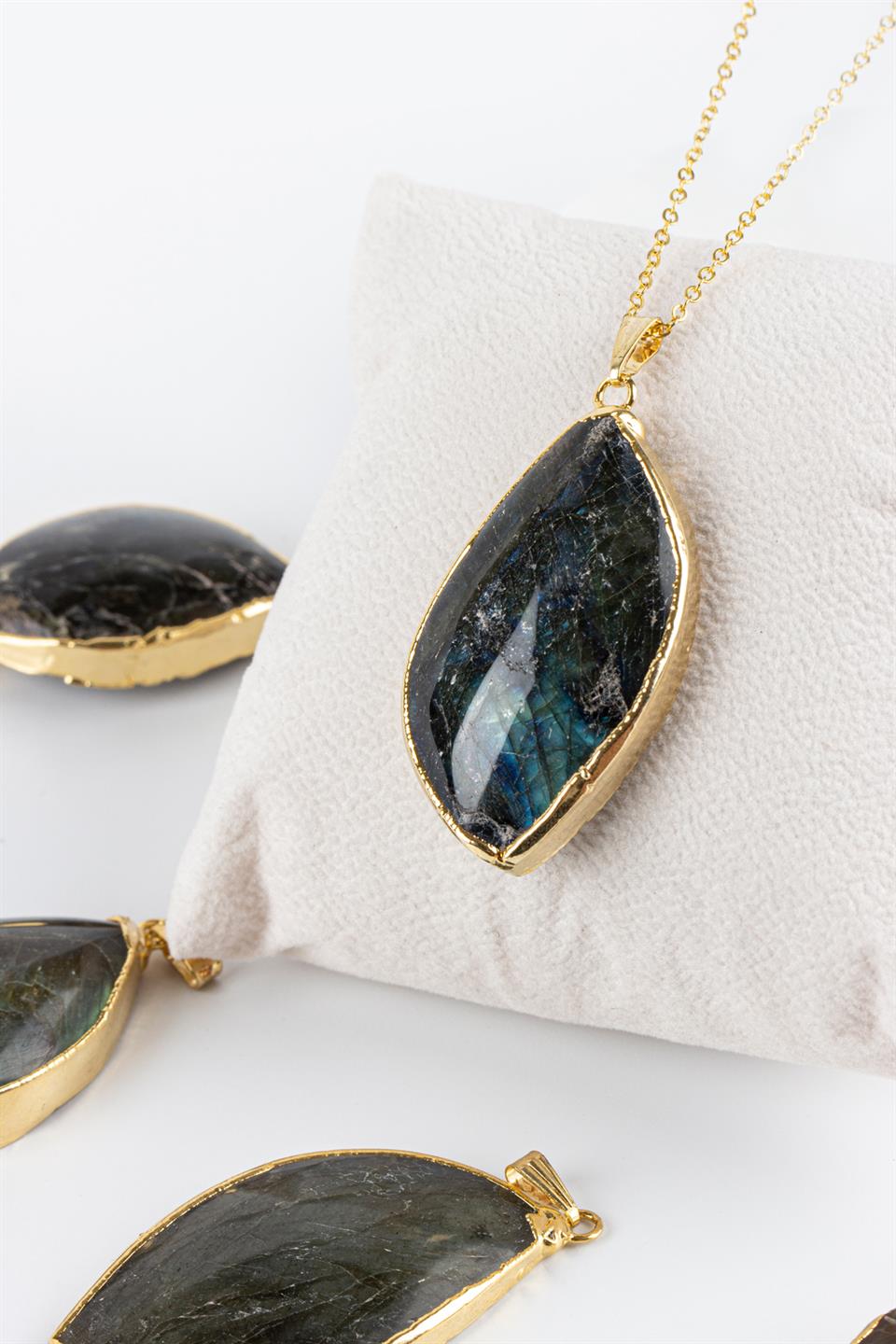 Labradorit Altın Kaplama Kolye Ucu