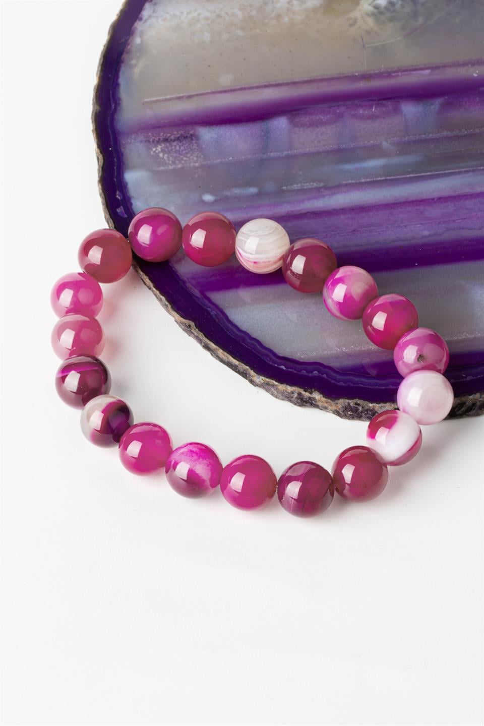 Madagaskar Akik Pembe Küre Kesim 10 mm Bileklik