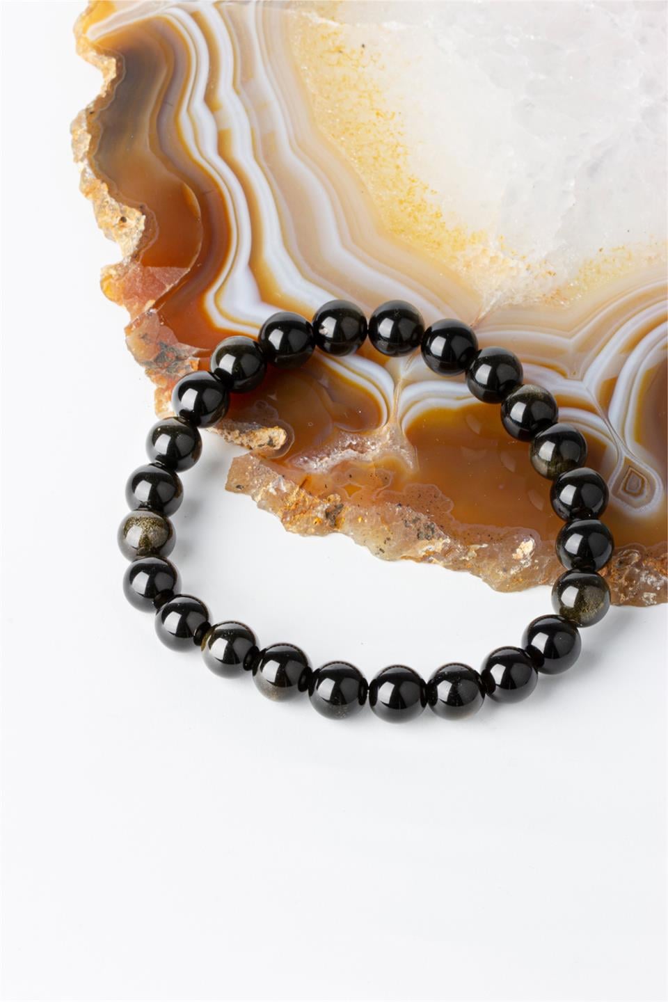 Obsidyen Gold Küre Kesim 8 mm Bileklik
