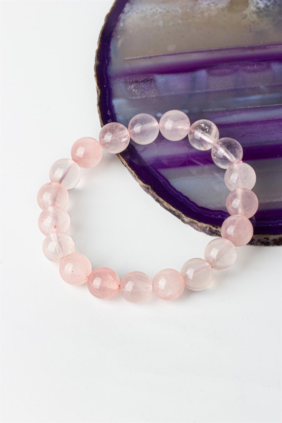 Pembe Kuvars Küre Kesim 10 mm Bileklik
