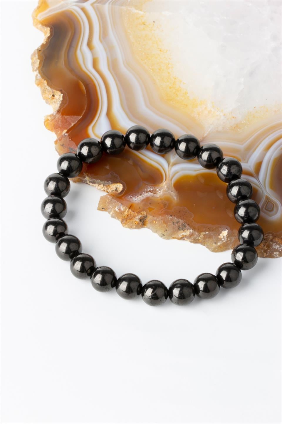 Shungite Küre Kesim 8 mm Bileklik