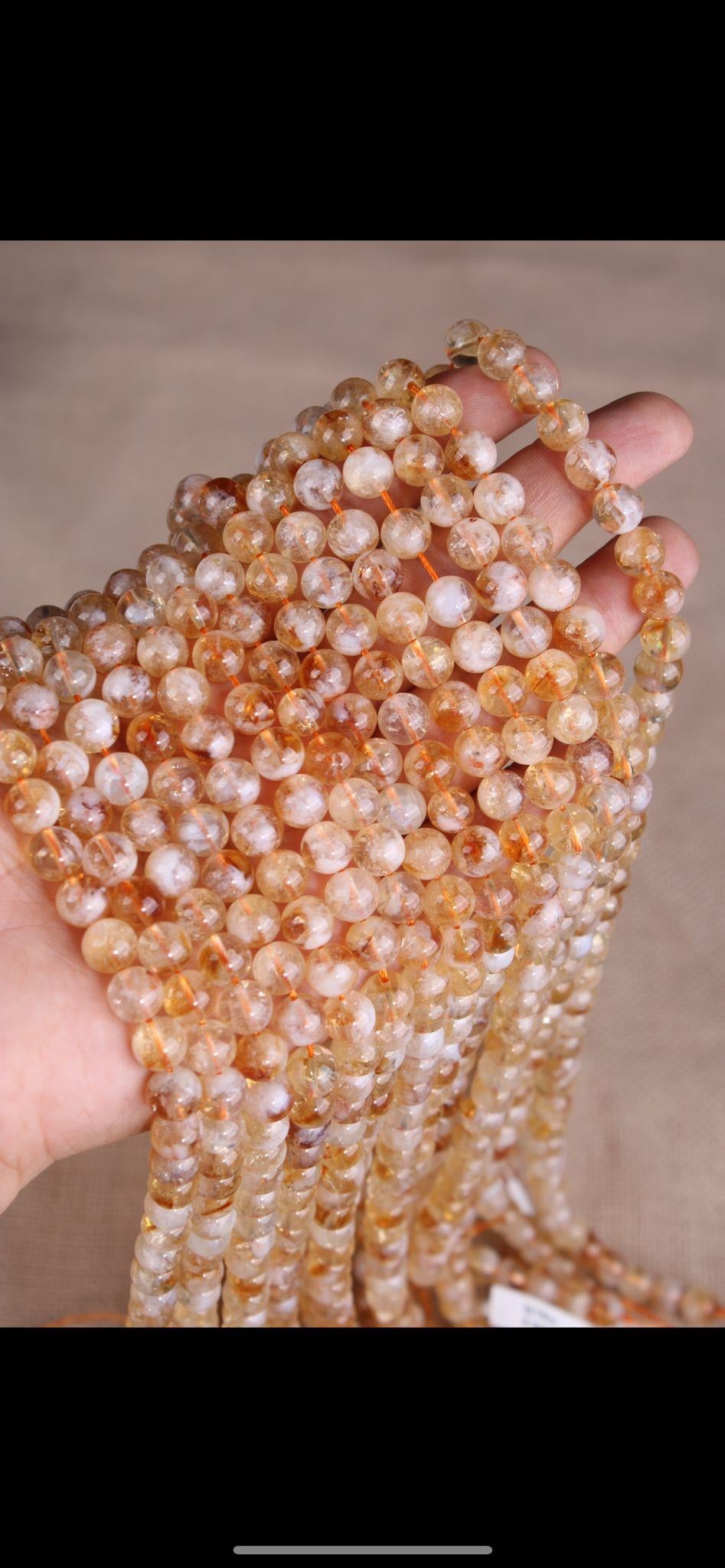 Sitrin AA Kalite 8 mm Küre Kesim Doğal Taş Dizi