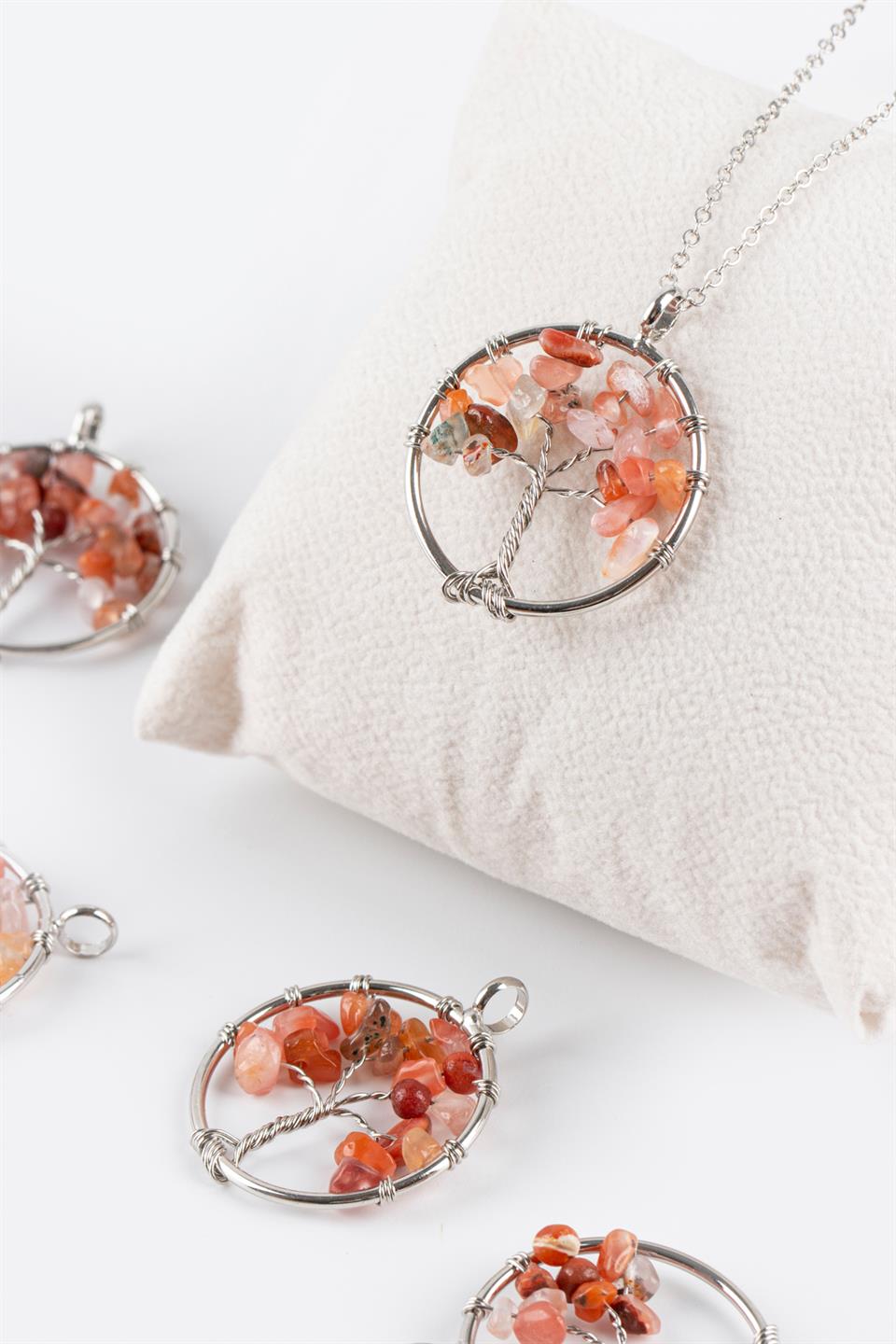 Akik Hayat Ağacı Model Kolye Ucu