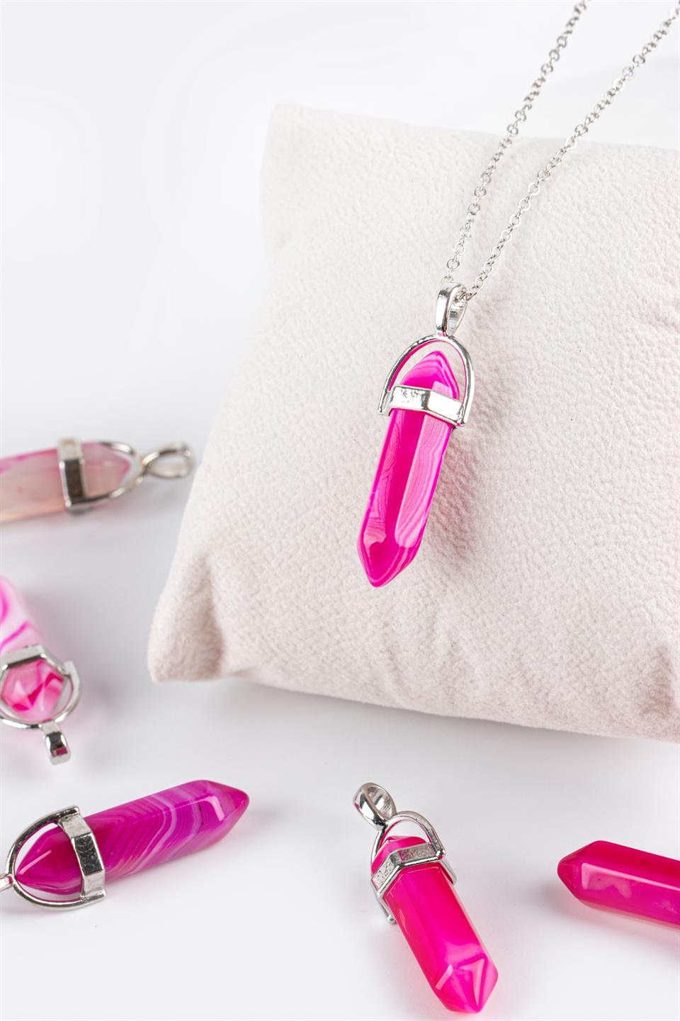 Akik Pembe Çivi Model Kolye Ucu