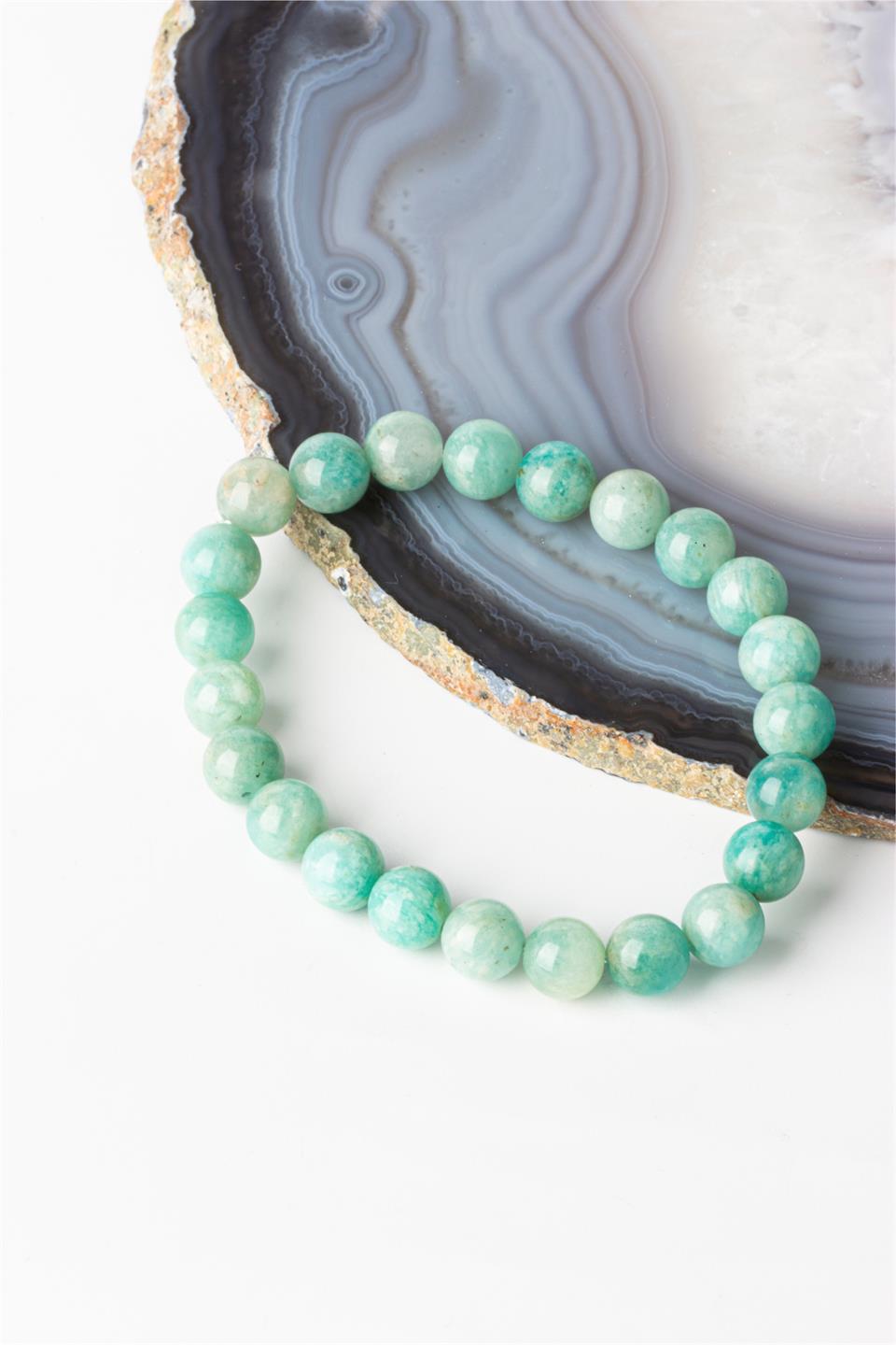 Amazonit Küre Kesim 8 mm Bileklik