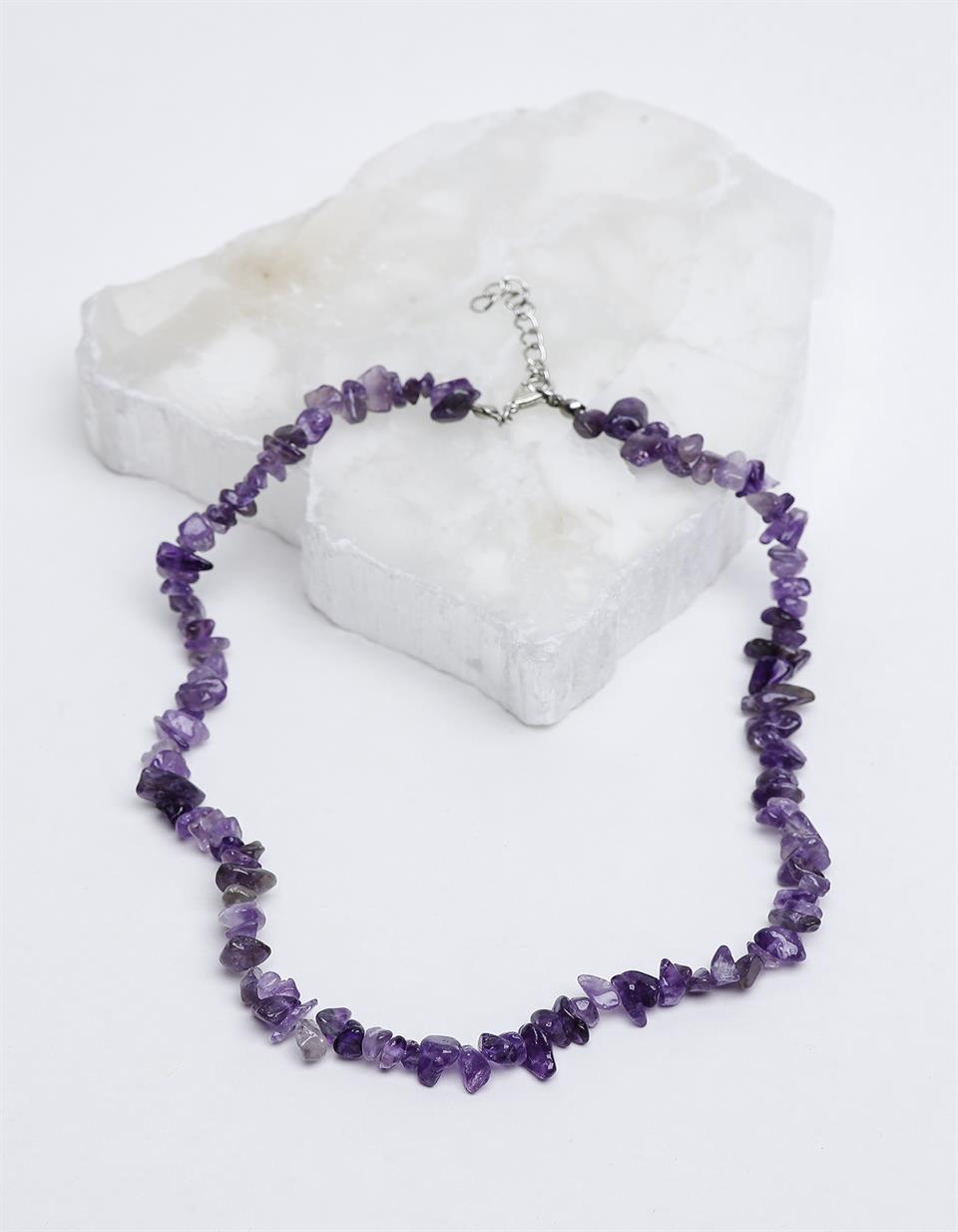 Ametist AA Kalite Kırık Taş Model Doğal Taş Kolye