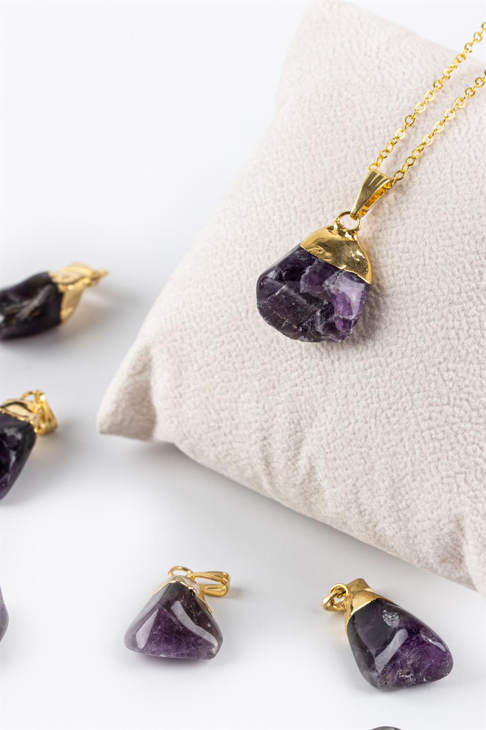 Ametist Altın Kaplama Kolye Ucu