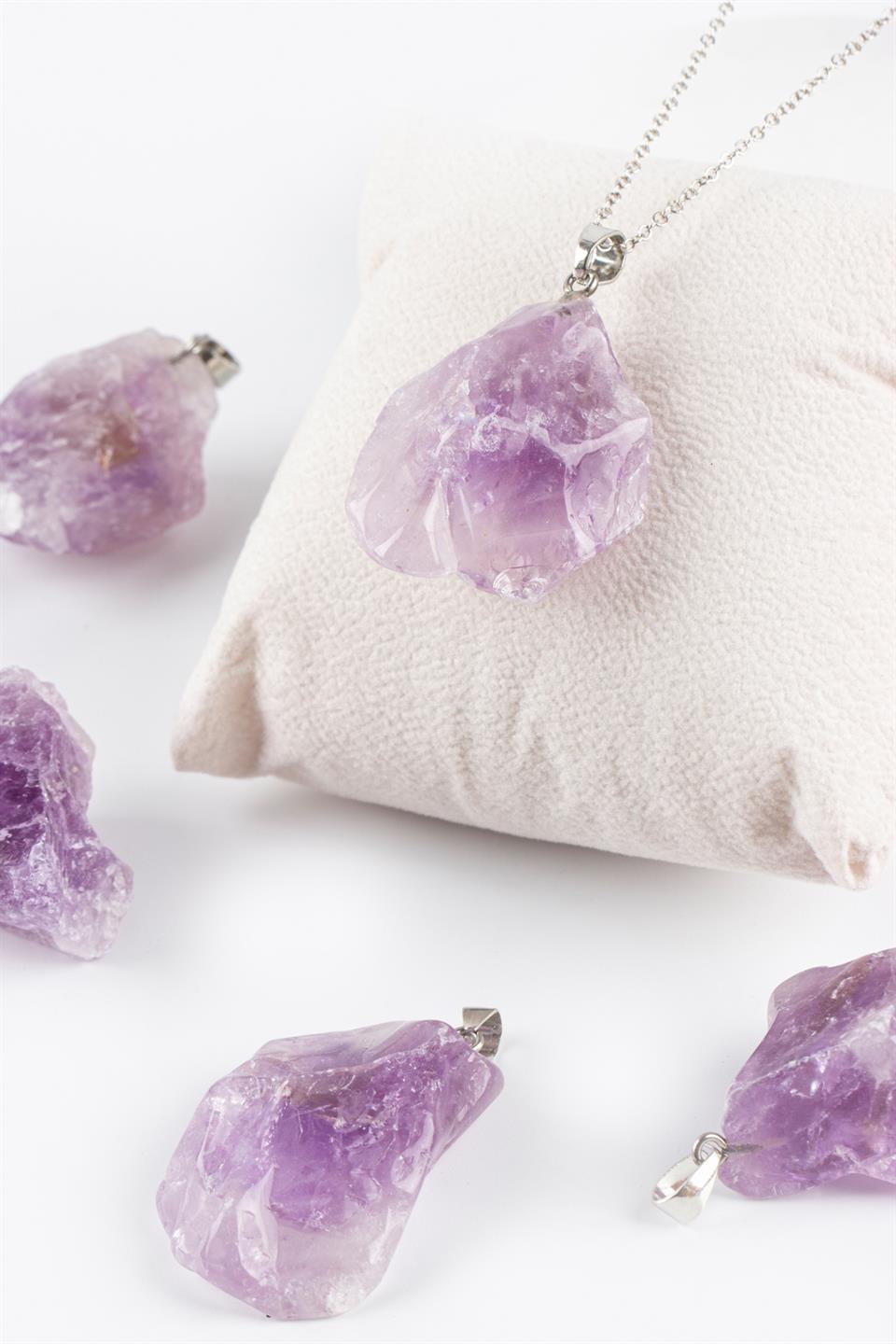 Ametist Ham Parça Kolye Ucu