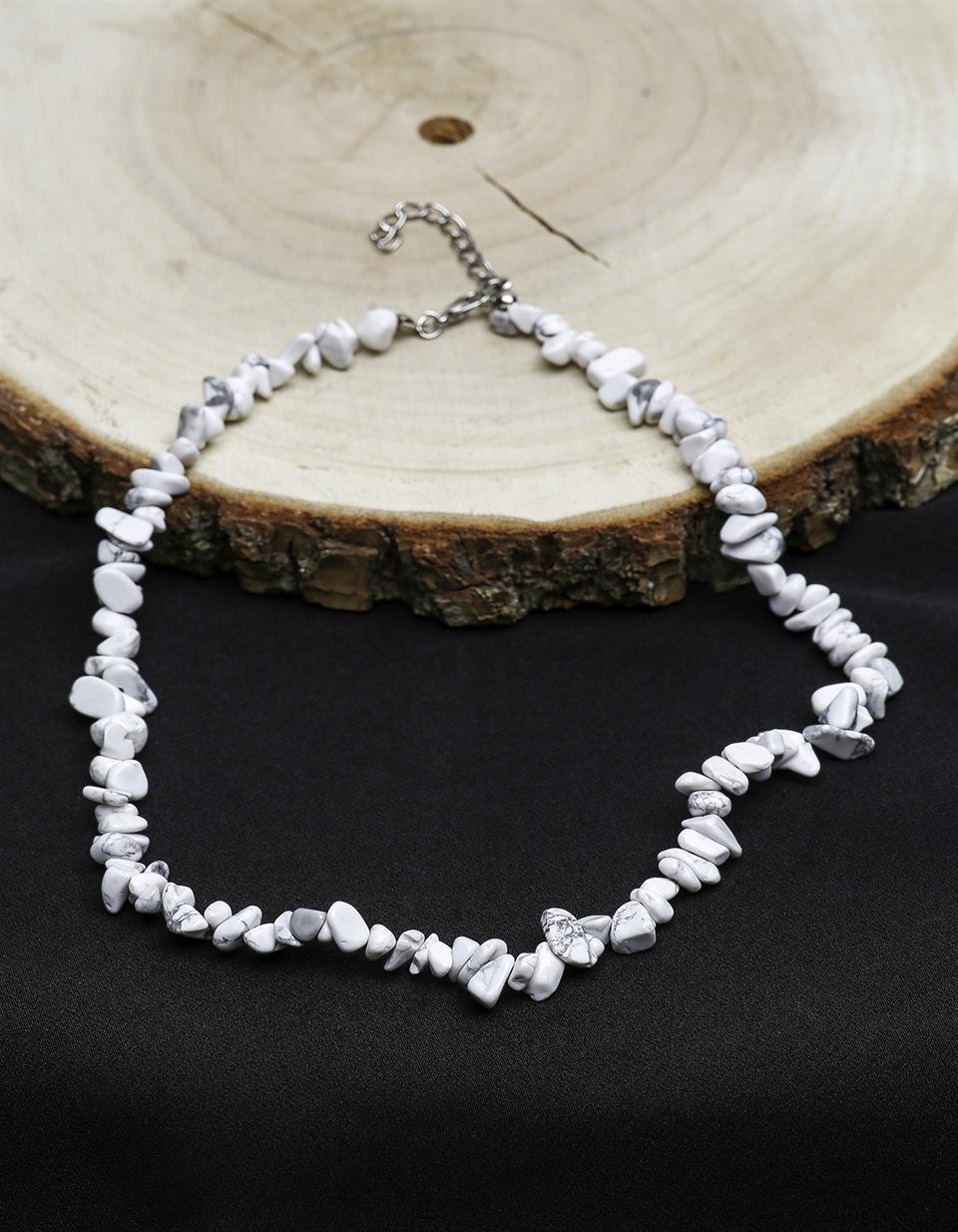 Halvit Kırık Taş Model Doğal Taş Kolye